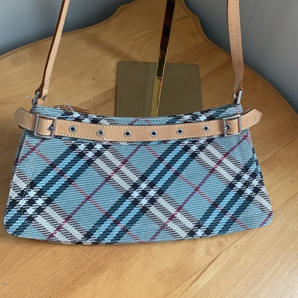 Burberry London Blue Label Blue Nova Check Canvas Leather Crossbody Bag VGUC - Picture 3 of 16